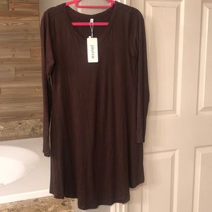 Long sleeve brown dress.  New with tags